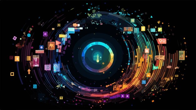 Vector colorful internet cycle composition on dark background