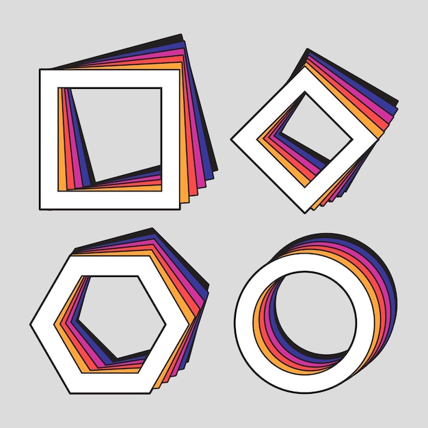 Vector colorful layered border frame vector illustration