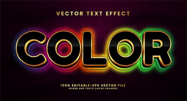 Vector colorful light vector 3d text effect editable text style suitable for glowing theme