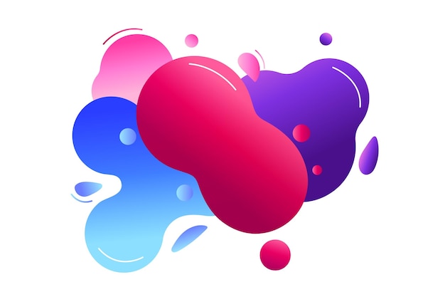 colorful liquid splashes and blobs in vector form creating a modern and abstract design on a transp