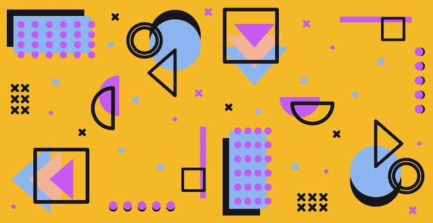 Vector colorful multicolored panoramic abstract background from different geometric shapes - vector