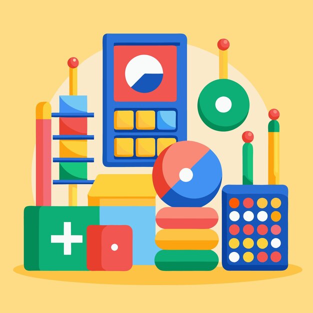 Vector colorful number blocks and cubes for math learning educational tool