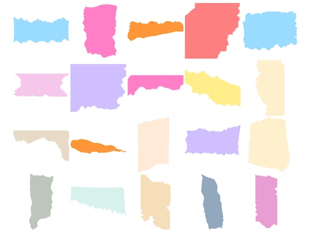 Vector colorful paper torn element set