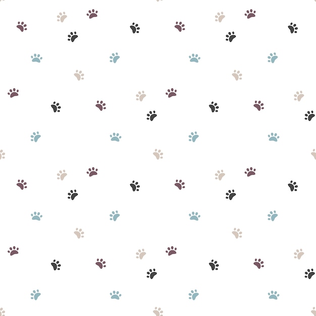 Vector colorful paw print pattern