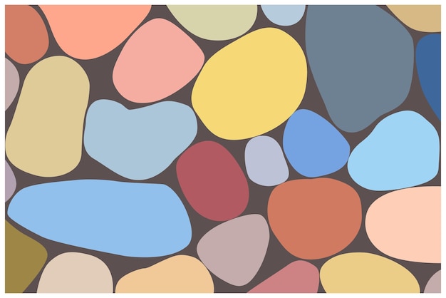 Vector colorful pebbles on a brown surface