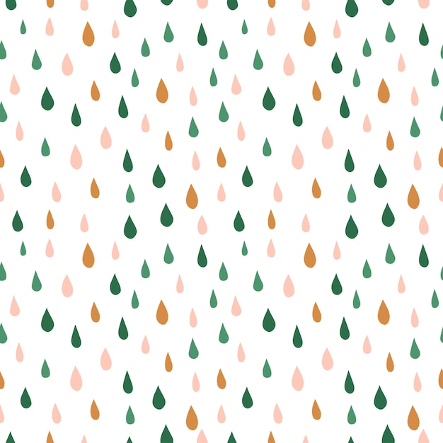 Vector colorful raindrops seamless pattern with white background