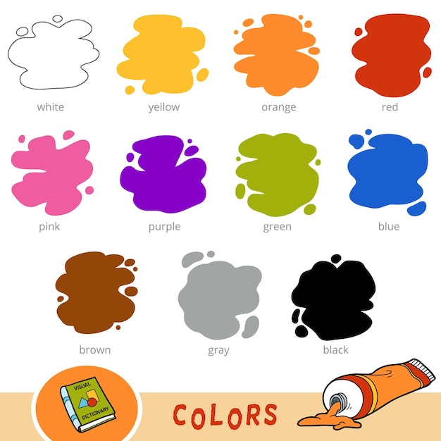 Vector colorful set of basic colors. visual dictionary for preschool children