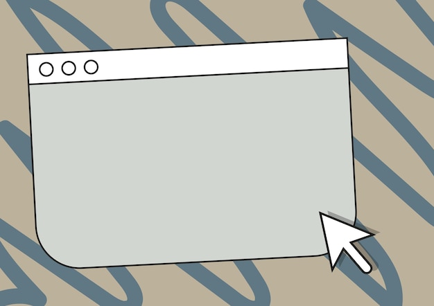 Vector colorful web page browsing drawing with cursor pointer below empty online search engine drawing