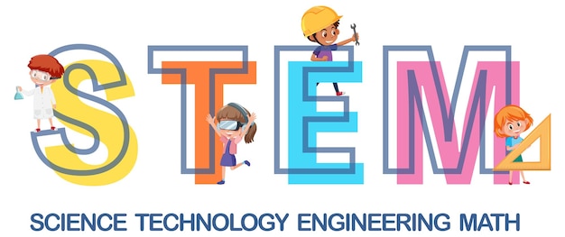 Vector colourful stem education text icon