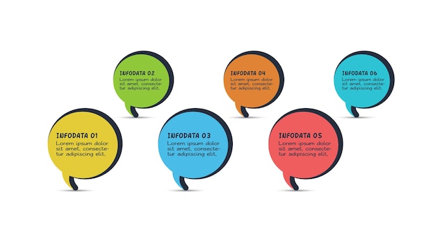 Vector comics infographic with 6 steps options parts or processes business data visualization