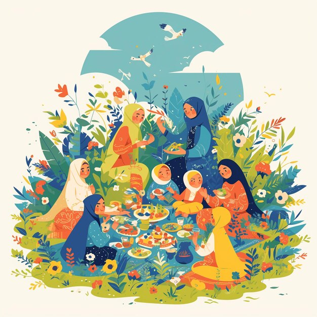 Vector community gathering for eid aladha 2024 celebration