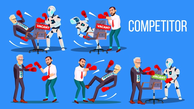 Vector competitor of work vacancy position set