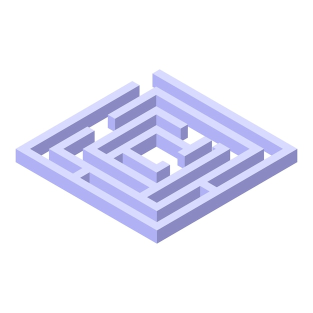Vector complex three dimensional light blue labyrinth on a white background