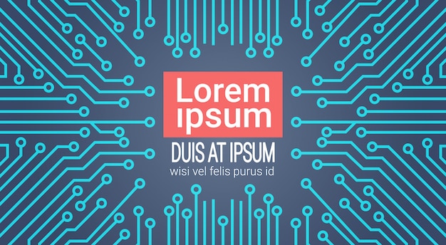 Vector computer chip moterboard network data center system concept banner with copy space