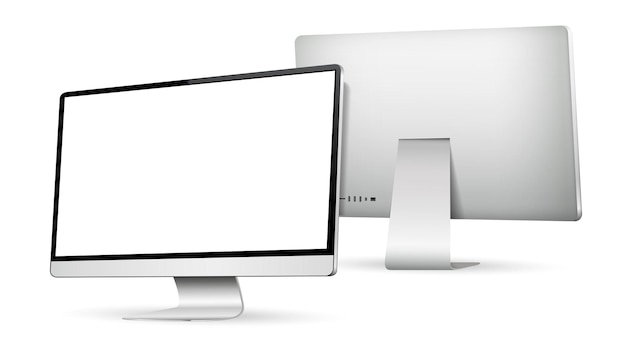 Vector computer display front and back view