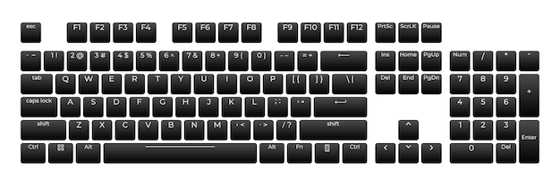 Vector computer keyboard button layout template with letters for graphic use modern computer keyboard vector illustration