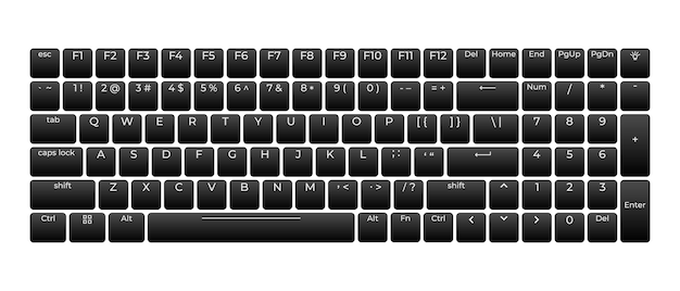Vector computer keyboard button layout template with letters for graphic use modern computer keyboard vector illustration