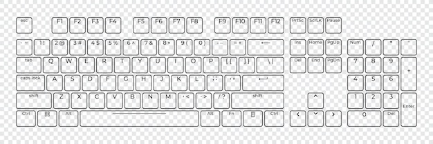 Vector computer keyboard button layout template with letters for graphic use modern computer keyboard vector illustration