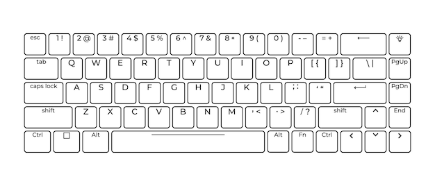 Vector computer keyboard button layout template with letters for graphic use modern computer keyboard vector illustration