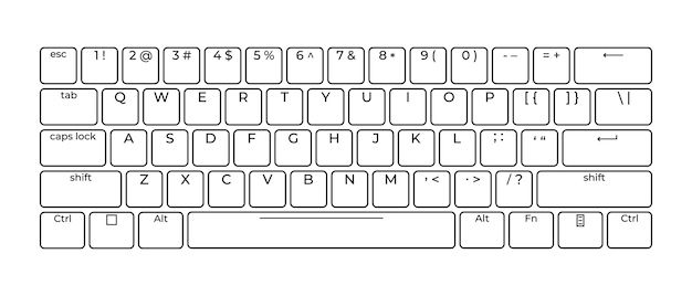 Vector computer keyboard button layout template with letters for graphic use modern computer keyboard vector illustration