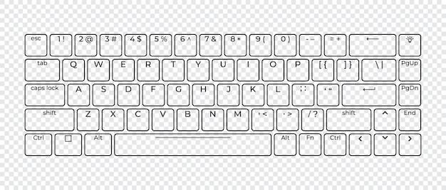 Vector computer keyboard button layout template with letters for graphic use modern computer keyboard vector illustration