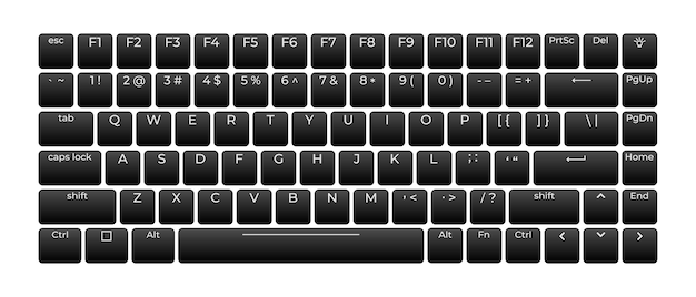Vector computer keyboard button layout template with letters for graphic use modern computer keyboard vector illustration