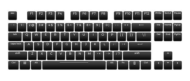 Vector computer keyboard button layout template with letters for graphic use modern computer keyboard vector illustration