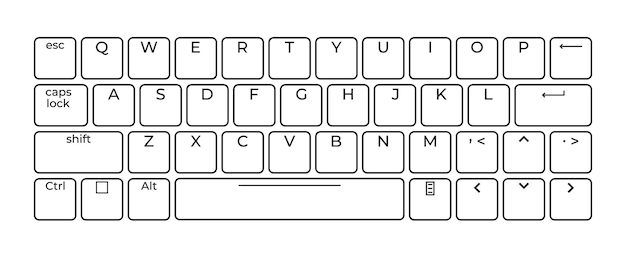 Vector computer keyboard button layout template with letters for graphic use modern computer keyboard vector illustration
