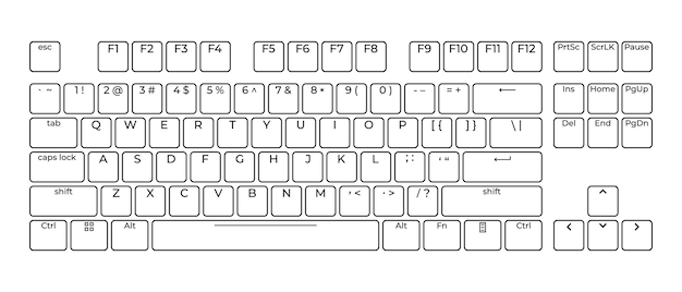 Vector computer keyboard button layout template with letters for graphic use modern computer keyboard vector illustration