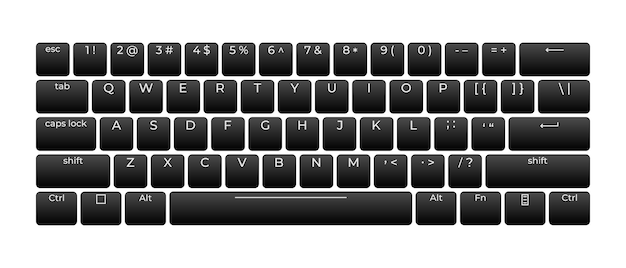Vector computer keyboard button layout template with letters for graphic use modern computer keyboard vector illustration