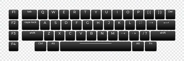 Vector computer keyboard button layout template with letters for graphic use modern computer keyboard vector illustration