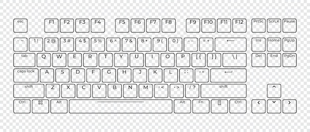 Vector computer keyboard button layout template with letters for graphic use modern computer keyboard vector illustration
