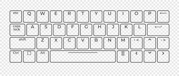 Vector computer keyboard button layout template with letters for graphic use modern computer keyboard vector illustration