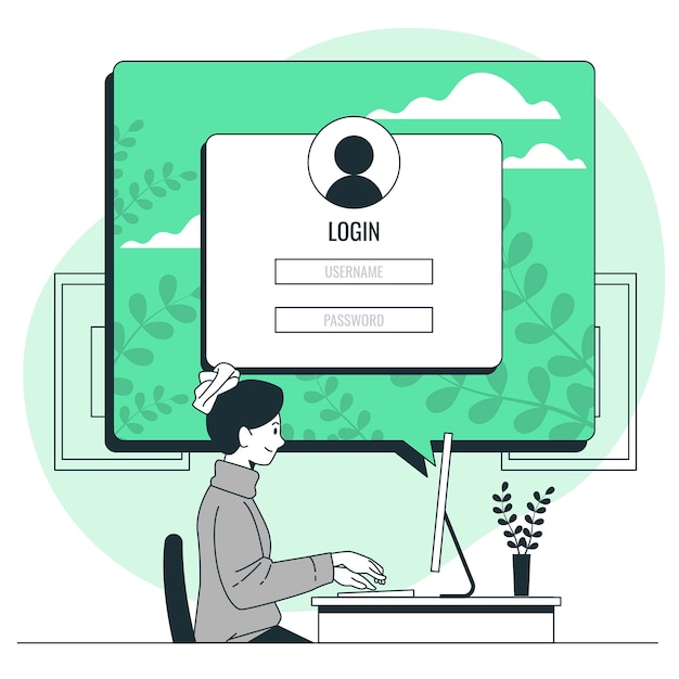 Vector computer login concept illustration