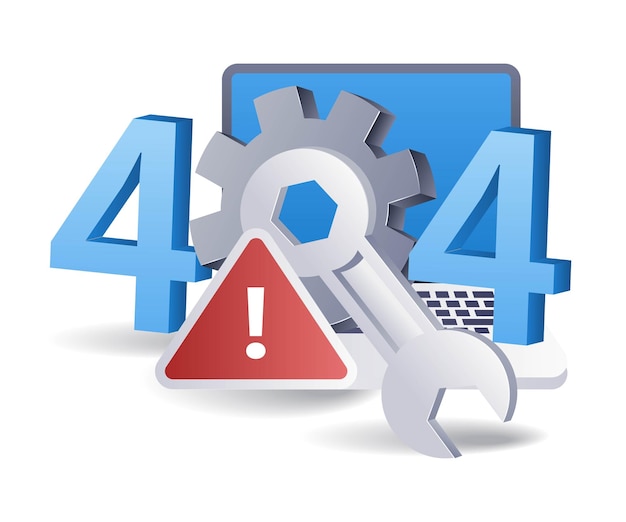 Vector computer maintenance warning error code 404 flat isometric 3d illustration
