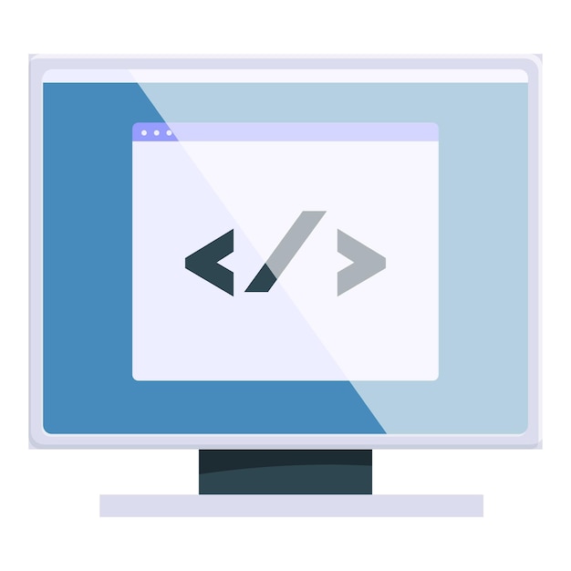 Vector computer monitor displaying code programming language html css javascript icon