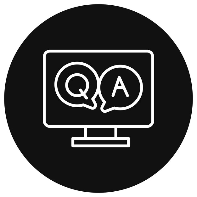 Vector a computer monitor with the letters q and a on it