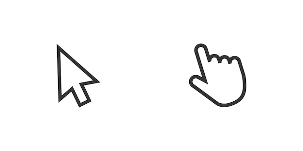 Vector computer mouse pointer icon touch computer mouse arrow and hand button vector isolated