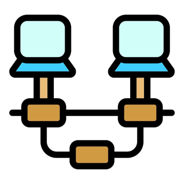 Vector computer network icon outline computer network vector icon for web design isolated on white background color flat