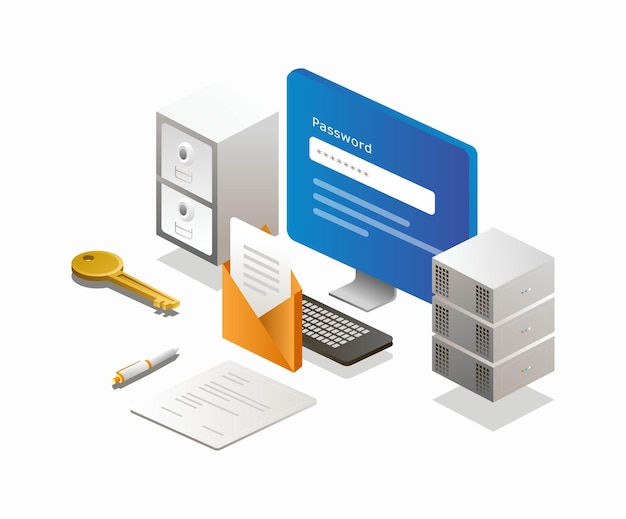 Vector computer password and email data