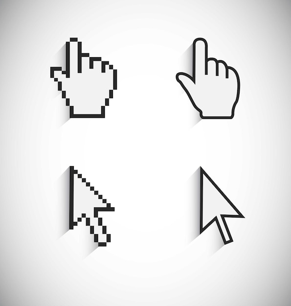 Vector computer pointers pixelated view and vector view