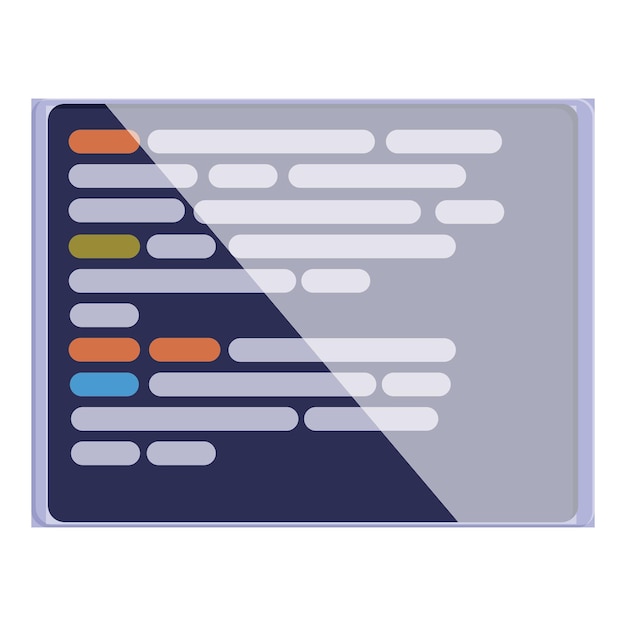 Vector computer screen displaying code script with highlighted syntax errors