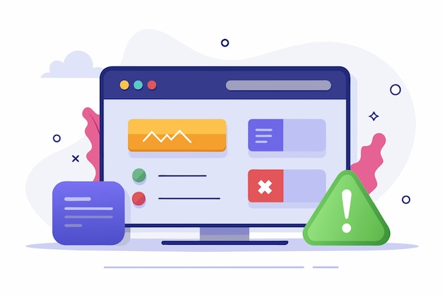 Vector computer screen displays a question mark symbol indicating error or data input issue in a simple and minimalist setting error data input trending simple and minimalist flat vector illustration