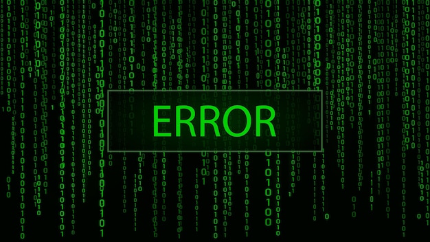 Vector computer screen error templates hacked cyber attack digital background green matrix binary computer code vector illustration