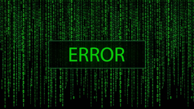 Vector computer screen error templates hacked cyber attack digital background green matrix binary computer code vector illustration