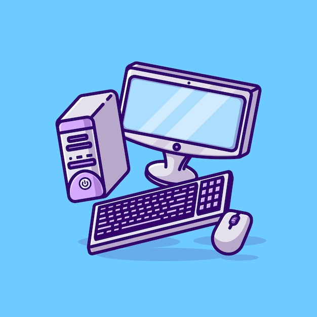 Vector computer set simple cartoon vector illustration electronic devices concept icon isolated