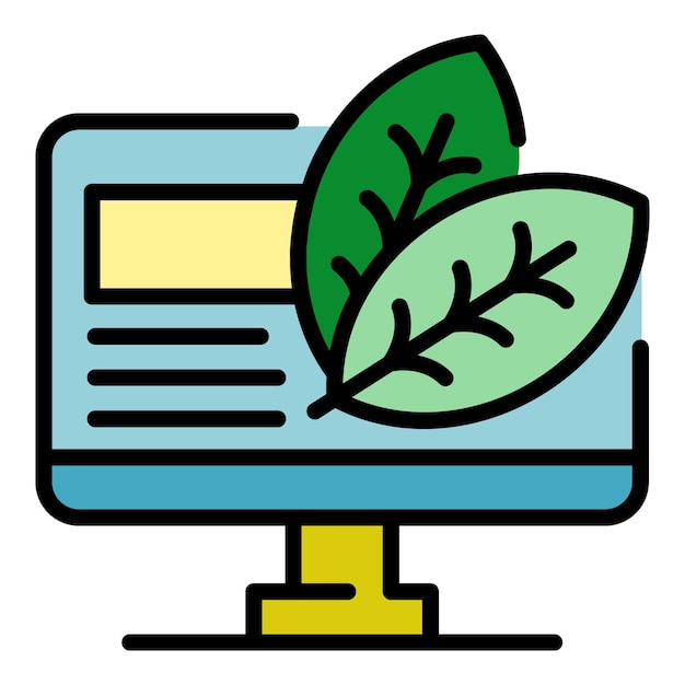 Vector computer smart farm icon outline computer smart farm vector icon color flat isolated