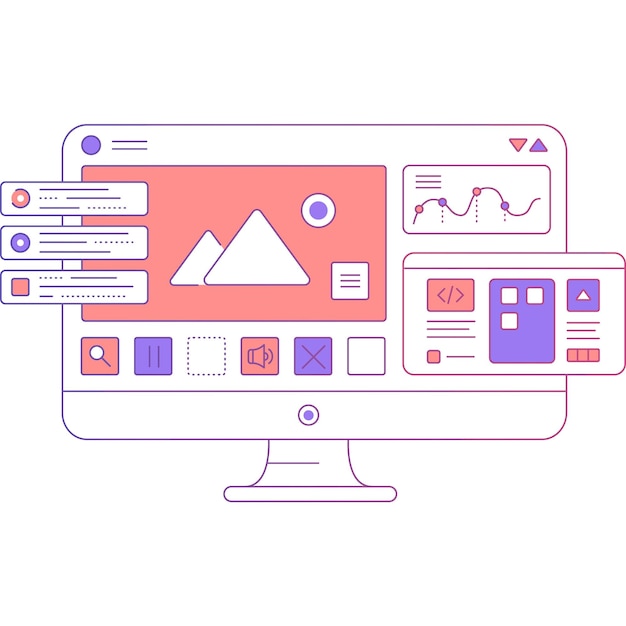 Vector computer software outline icon program code vector