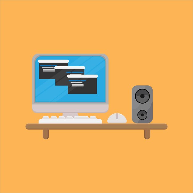 Vector computer and speaker vector illustration,