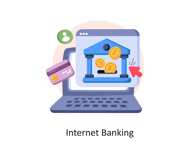 Vector a computer with a house and a credit card on the top